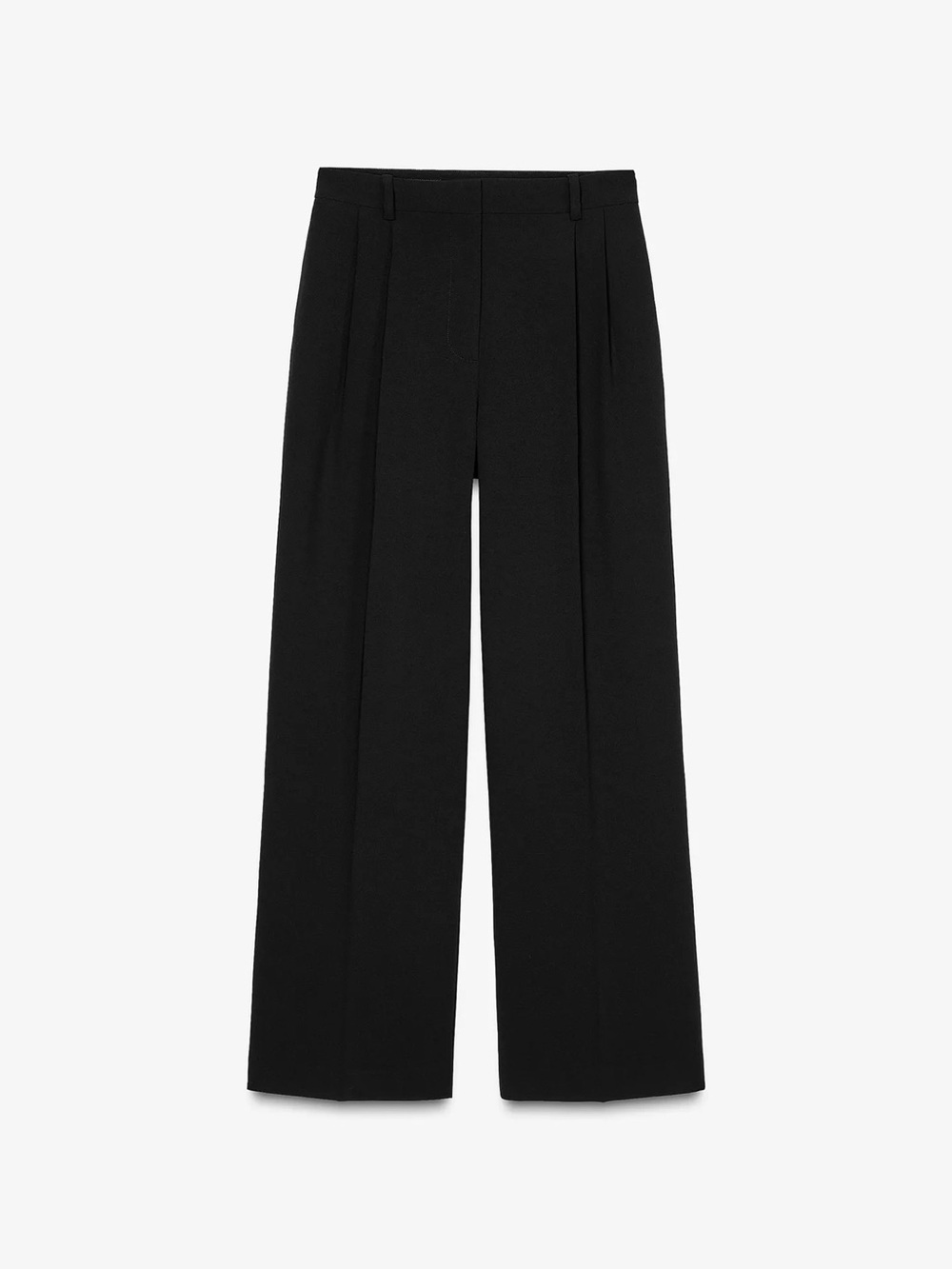 Zara Black Wide-Leg Pleated Trousers
